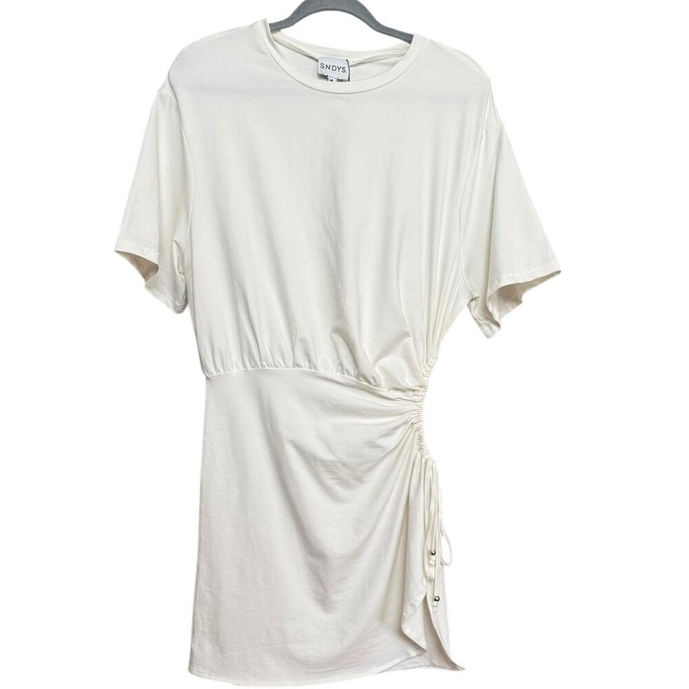 SNDYS NEW Lola Mini Dress in White Size M Jersey Cotton Blend Stretchy Unlined - Picture 9 of 13